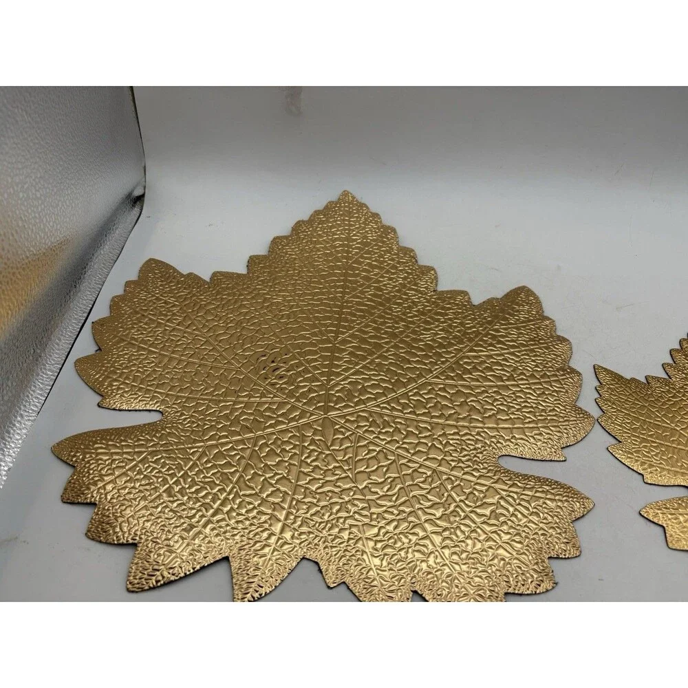 Vintage Gold Leaf Table Decor Mats 2 Pc Set Germany Fall Thanksgiving
